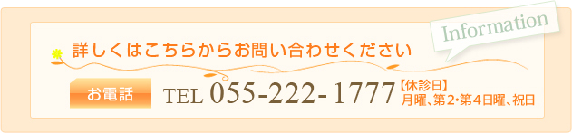 詳細はこちらからお問い合わせください TEL055-222-1777